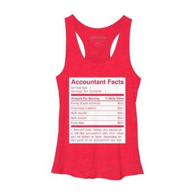 Women's Design By Humans Accountant Nutrition Facts Label By EJamjar Racerback Tank Top