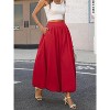 Women's Y2K Bubble Hem Maxi Skirt - Puffy A-Line Long Skirt with Pockets & Elastic Waist Rose Red - 2 of 4
