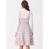 INSPIRE CHIC Women's Sleeveless Square Neck Plaid A-Line Pinafore Overall Tweed Dresses - 3 of 4