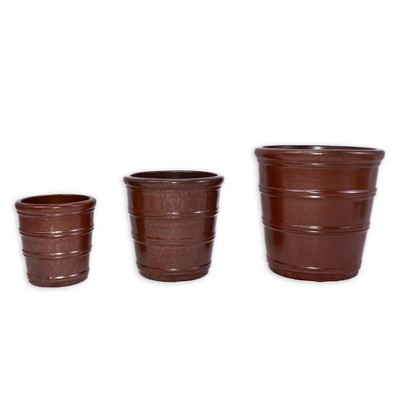 Wooakway 16" Dia Outdoor Indoor Ceramic Planter Pot Decorative Planter with Drainage Hole Patio Flower Pot