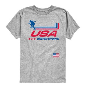 Boys' - Instant Message - Usa Winter Sports Oversized Short Sleeve Graphic T-Shirt - 1 of 4