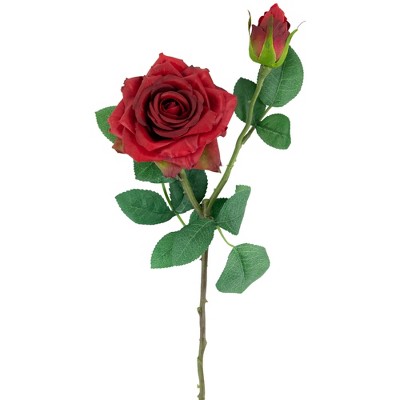 Set of 6 Real Touch Red Artificial Rose Stems