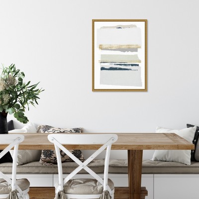 Boulevard I Neutral Abstract Canvas Art with Gold Frame