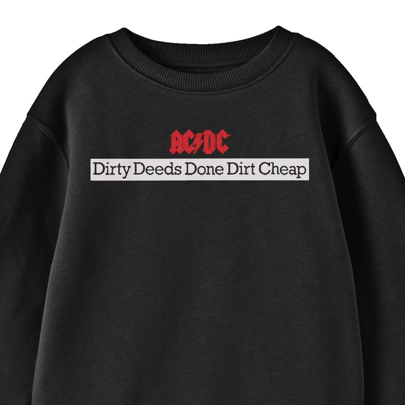 ACDC "Dirty Deeds Done Dirt Cheap" Youth Black Crew Neck Sweatshirt, 2 of 3
