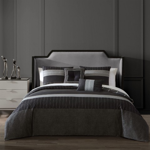 Bebejan Kyle 100% Cotton Sateen 5 Piece Reversible Comforter Set, All Season Bedding Set - Queen