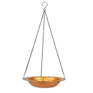 Sunnydaze Outdoor Hanging Bird Bath or Bird Feeder with Copper Finish and Hanging Chain - 12" - 1 of 4