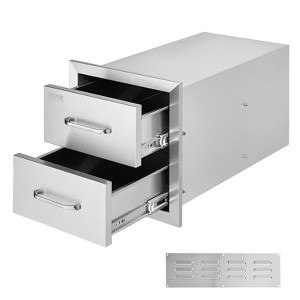 VEVOR Outdoor Kitchen Drawers 14W x 14.3H x 23D Inch, Flush Mount Double BBQ Drawers Stainless Steel with Handle, BBQ Island Drawers,Silver - 1 of 4