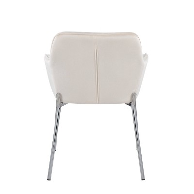 Daniella Cream Velvet and Chrome Steel Upholstered Dining Chair