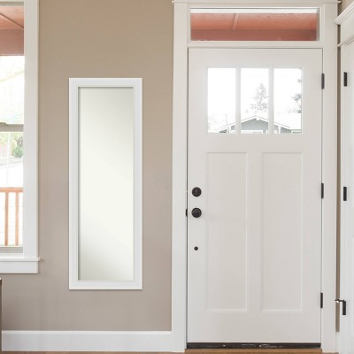 Elegant Soft White Full-Length Rectangular Wood Mirror with Silver Highlights