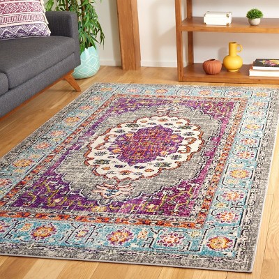 Elysian Light Blue Reversible Hand-Knotted Synthetic Area Rug, 6'7" x 9'2"