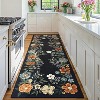 2' x 6' Green Floral Runner Rug, Washable, Low-Pile, Non-Slip, Stain-Resistant, Soft Foldable Ideal for Entryway, Laundry, Bathroom - 2 of 4