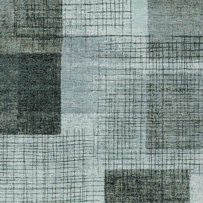 HomeRoots 5' X 8' Teal Blue And Gray Geometric Washable Indoor Outdoor Area Rug