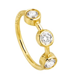 Jewelry Avalanche 14K Gold 3-stone Diamond Nose Hoop Ring, Bezel Set, 8mm, 20G - 1 of 4