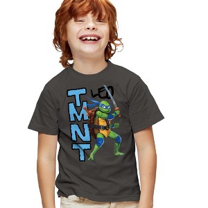 Teenage Mutant Ninja Turtles: Mutant Mayhem Leo Character Kids T Shirt For Youth, Charcoal - 1 of 4