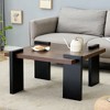 Walnut-colored MDF coffee table, suitable for modern minimalist living rooms and leisure areas, with product dimensions of 31.5*31.5*16.6inches. - 4 of 4