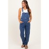 Pinkblush Blue Wash Rolled Cuff Maternity Denim Overalls - 4 of 4