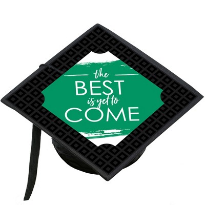 Big Dot of Happiness Green Grad - Best is Yet to Come - Green Graduation Cap Decorations Kit - Grad Cap Cover