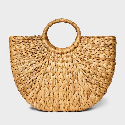 Large Handheld Straw Tote Handbag - A New Day™ Beige