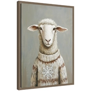 Kate & Laurel All Things Decor Sylvie Framed Canvas Sheep in Winter Snowflake Sweater by the Creative Bunch Studio - 1 of 4