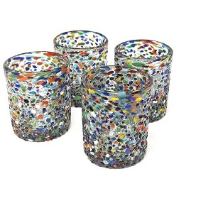 Dos Sueños Mexican Hand Blown Tumblers - Confetti Rock Design - 10oz - Set of 4 - 1 of 4