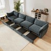 Modern 4-Seater Sofa with Crescent Armrests, Sectional Sofa with Pull-Out Storage Drawers, Sofa with Chenille Fabric Cushion-Cuddlewood - 3 of 4