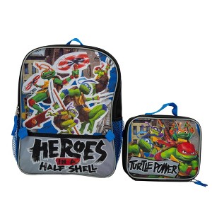 Accessory Innovations Teenage Mutant Ninja Turtles 2 Piece Backpack Set, Boys & Girls 16" School Bag, Blue - 1 of 3