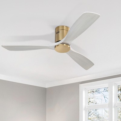 Sofucor 52'' Ceiling Fan Without Lights Modern Flush Mount Ceiling Fan No Light with Remote Control 3 Wood Blades for Bedroom/Farmhouse/Patio/Indoor