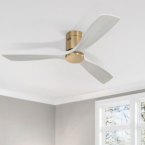 Sofucor 52'' Ceiling Fan Without Lights Modern Flush Mount Ceiling Fan No Light with Remote Control 3 Wood Blades for Bedroom/Farmhouse/Patio/Indoor - 1 of 4
