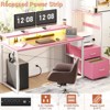 Besiost 60-In Computer Desk with Fabric Drawers and Charging Station - 3 of 4