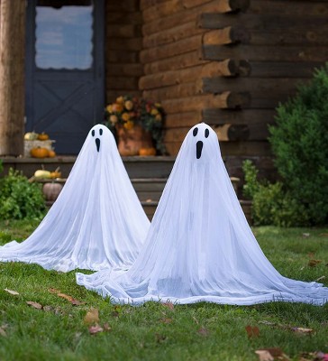 Plow & Hearth Lighted Color-changing Halloween Ghost Stakes, Set Of 2 ...