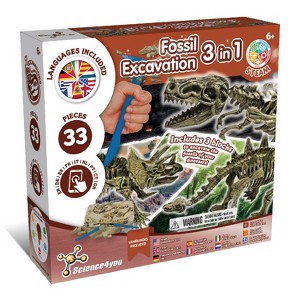 Science4you 3-in-1 Dinosaur Fossil Digging Kit for Kids Ages 6+