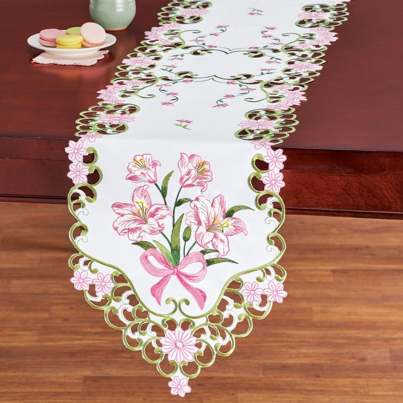 Collections Etc Beautiful Embroidered Lily Table Linens, 2 of 3