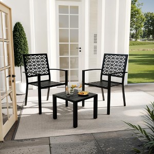 3 Piece Patio Bistro Set, Outdoor Patio Furniture Set with Coffee Table, Conversation Sets for Apartment Balcony, Backyard, Porch - 1 of 4