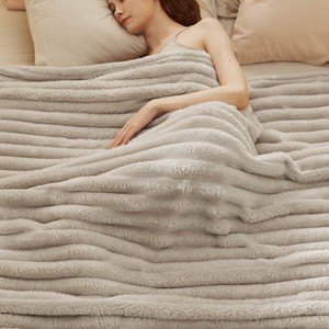 Bedsure Striped Flannel Fleece Blanket for Bed, Super Soft Throw Blanket for Couch, Wider Striped Design - 1 of 4