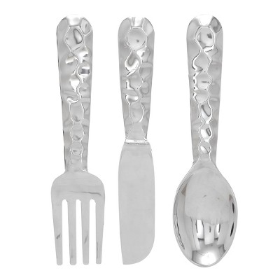 Set of 3 Aluminum Utensils Knife, Spoon and Fork Wall Decors - Olivia & May