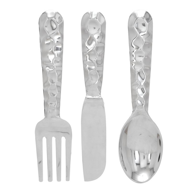 Set of 3 Aluminum Utensils Knife, Spoon and Fork Wall Decors - Olivia & May, 1 of 15