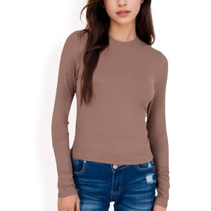Anna-Kaci Women's Ribbed Long Sleeve Fitted Crew Neck Top - 1 of 4