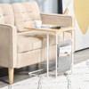 FONTOI Wood End Table with a Retractable Side Bag for Bedroom Living Room Hallway, C-shaped End Tables, Brown, 14.5"*22"*19" - 2 of 4