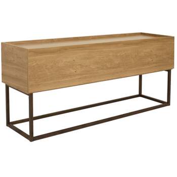 Sunnydaze Indoor Industrial-Style Sideboard Buffet Table - MDP with Powder-Coated Steel Frame - Brown
