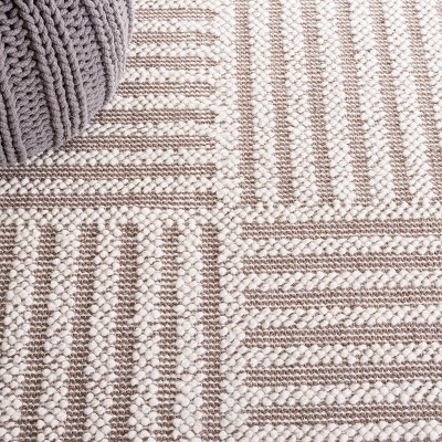 Handmade Ivory and Taupe Wool Flat Woven Area Rug, 3' x 5'