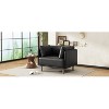 39" Vintage Black Lounge Chair with Polyester Fabric, Solid Wood Frame and Steel Legs - 3 of 4