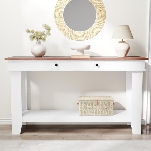Console Table with 2 Drawers & Open Storage Shelf, 54 Inch Long Sofa Table Industrial-Style Hallway Table - 1 of 4