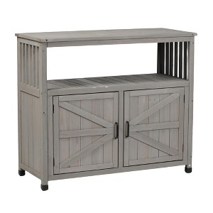 Wood Patio Bar Table with Storage Cabinet, Outdoor and Indoor Buffet Sideboard for Patio, Deck, Backyard, or Living Spaces - 1 of 4
