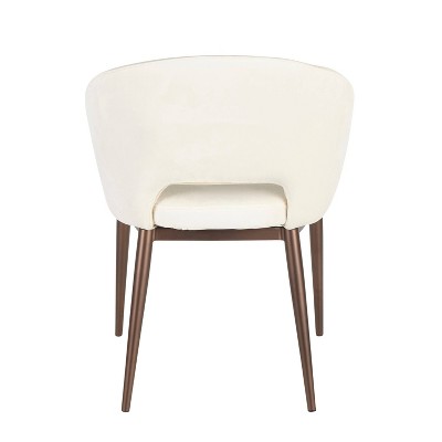 Cream Velvet Arm Chair with Copper Metal Legs