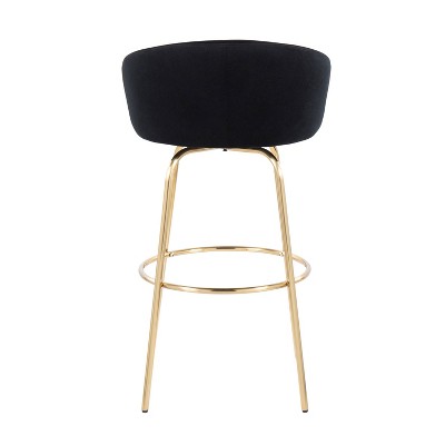 Adjustable Black Velvet Swivel Bar Stool with Metal Frame