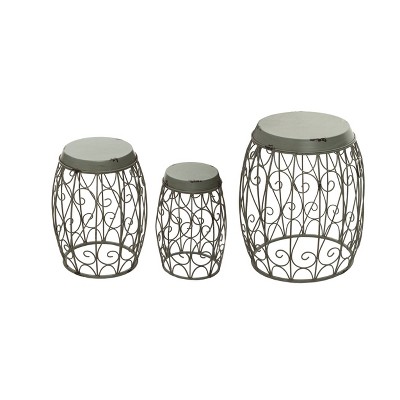Transpac Metal 18.5 in. Silver Spring Filigree Plant Stands Set of 3