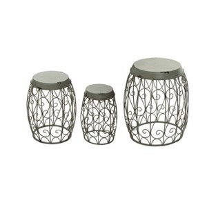 Transpac Metal 18.5 in. Silver Spring Filigree Plant Stands Set of 3 - 1 of 2
