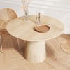 43" Modern Round Indoor Wooden Dining Table,Dining Table With MDF Tabletop,Natural Wood Pedestal Round Kitchen Dining Table-Coolbibila - 2 of 4