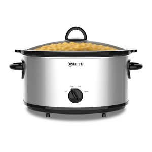 Kitchen Elite 7 Qt Slow Cooker, Stainless Steel Ceramic Crock Pot with Glass Lid - 1 of 4
