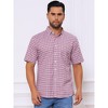 INSPIRE CHIC Men's Point Collar Short Sleeve Button Down Checked Plaid Dress Shirt - 4 of 4